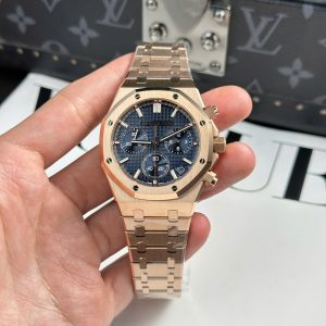Audemars Piguet Replica 11 Royal Oak 26240 Màu Vàng Hồng Mặt Xanh Blue APS 41mm (8)