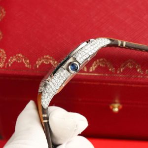 Cartier Santos Chế Tác Mặt Trắng Đính Kim Cương Moissanite Nhà Máy BV 39 (2)