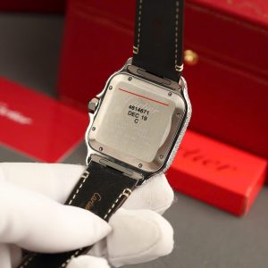 Cartier Santos Chế Tác Mặt Trắng Đính Kim Cương Moissanite Nhà Máy BV 39 (9)