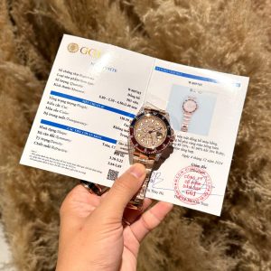 Đồng Hồ Rolex GMT-Master II 126755 Chế Tác Đá Quý Bọc Vàng Hồng 18K 40mm (1)