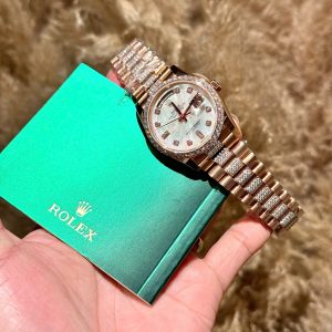 Đồng Hồ Rolex Nam Rep 11 Day-Date Mặt Số Xà Đính Moissanite Bọc Vàng 18K 40mm (11)