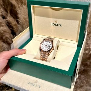 Đồng Hồ Rolex Nam Rep 11 Day-Date Mặt Thiên Thạch Cọc Số Moissanite Bọc Vàng GMF 40mm (9)