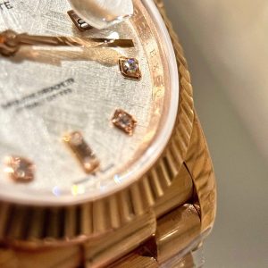 Đồng Hồ Rolex Nam Rep 11 Day-Date Mặt Thiên Thạch Cọc Số Moissanite Bọc Vàng GMF 40mm (9)