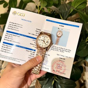 Đồng Hồ Rolex Nam Rep 11 Day-Date Mặt Thiên Thạch Cọc Số Moissanite Bọc Vàng GMF 40mm (9)