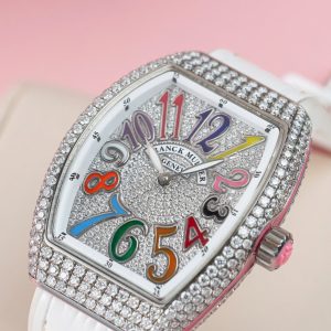 Franck Muller V32 Chế Tác Đính Full Kim Cương Moissanite Cọc Số 7 Màu 36mm (2)