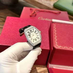 Franck Muller V32 Chế Tác Đính Full Kim Cương Moissanite Cọc Số Học Trò 36mm (2)