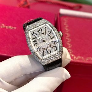 Franck Muller V32 Màu Đen Chế Tác Đính Full Kim Cương Moissanite Hong Kong 36mm (2)