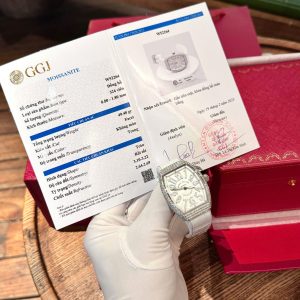 Franck Muller V32 Màu Trắng Chế Tác Đính Kim Cương Moissanite Hong Kong 36mm (2)
