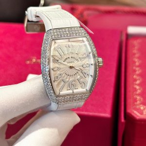 Franck Muller V32 Màu Trắng Chế Tác Đính Kim Cương Moissanite Hong Kong 36mm (2)