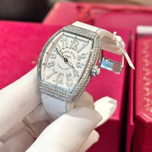 Franck Muller V32 Màu Trắng Chế Tác Đính Kim Cương Moissanite Hong Kong 36mm (2)