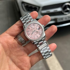 Rolex Day-Date Mặt Hồng Trọng Lượng 158 Gram Viền Đính Kim Cương Moissanite QF 36mm (4)