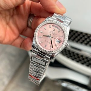 Rolex Day-Date Mặt Hồng Trọng Lượng 158 Gram Viền Đính Kim Cương Moissanite QF 36mm (4)