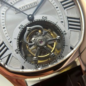 Cartier Drive Tourbillon Chế Tác Mặt Số Vân Guiloche Dây Da Nâu 41mm (2)