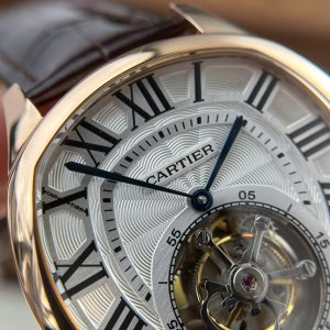Cartier Drive Tourbillon Chế Tác Mặt Số Vân Guiloche Dây Da Nâu 41mm (2)