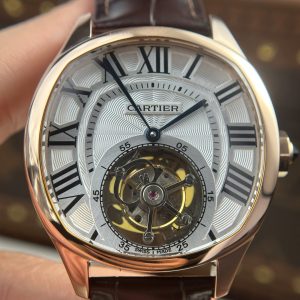 Cartier Drive Tourbillon Chế Tác Mặt Số Vân Guiloche Dây Da Nâu 41mm (2)