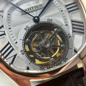 Cartier Drive Tourbillon Chế Tác Mặt Số Vân Guiloche Dây Da Nâu 41mm (2)