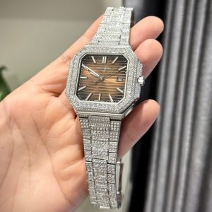 Patek Philippe Cubitus 5821 Mặt Nâu Chế Tác Đính Full Kim Cương Moissanite 45mm (1)