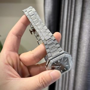 Patek Philippe Cubitus 5821 Mặt Nâu Chế Tác Đính Full Kim Cương Moissanite 45mm (1)