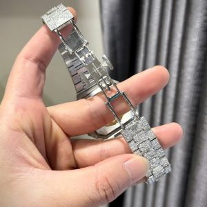 Patek Philippe Cubitus 5821 Mặt Nâu Chế Tác Đính Full Kim Cương Moissanite 45mm (1)