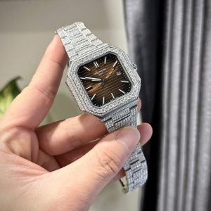 Patek Philippe Cubitus 5821 Mặt Nâu Chế Tác Đính Full Kim Cương Moissanite 45mm (1)