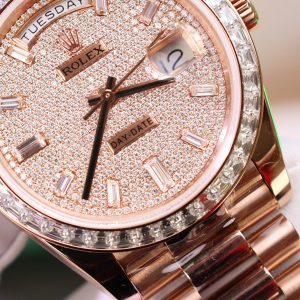Rolex Chế Tác Day-Date Đính Kim Cương Moissanite + Bọc Vàng Thật Nhà Máy GM 40mm (2)