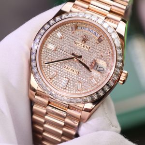 Rolex Chế Tác Day-Date Đính Kim Cương Moissanite + Bọc Vàng Thật Nhà Máy GM 40mm (2)