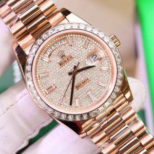 Rolex Chế Tác Day-Date Đính Kim Cương Moissanite + Bọc Vàng Thật Nhà Máy GM 40mm (2)