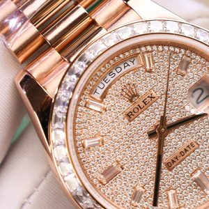 Rolex Chế Tác Day-Date Đính Kim Cương Moissanite + Bọc Vàng Thật Nhà Máy GM 40mm (2)