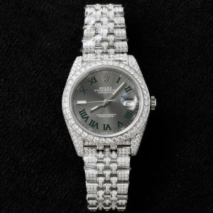 Rolex DateJust Mặt Số Wimbledon Chế Tác Đính Full Moissanite Hong Kong 41mm (2)