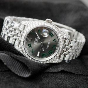 Rolex DateJust Mặt Số Wimbledon Chế Tác Đính Full Moissanite Hong Kong 41mm (2)