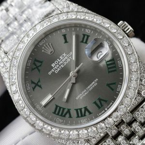 Rolex DateJust Mặt Số Wimbledon Chế Tác Đính Full Moissanite Hong Kong 41mm (2)