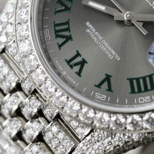 Rolex DateJust Mặt Số Wimbledon Chế Tác Đính Full Moissanite Hong Kong 41mm (2)