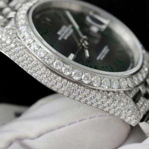 Rolex DateJust Mặt Số Wimbledon Chế Tác Đính Full Moissanite Hong Kong 41mm (2)