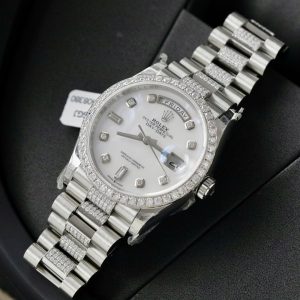 Rolex Day-Date Mặt MOP Chế Tác Đính Kim Cương Moissanite Hong Kong 36mm (2)