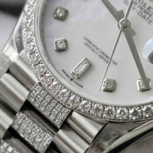 Rolex Day-Date Mặt MOP Chế Tác Đính Kim Cương Moissanite Hong Kong 36mm (2)