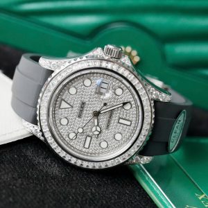 Rolex Yacht-Master Replica 11 Đính Full Kim Cương Moissanite Dây Cao Su 42mm (2)