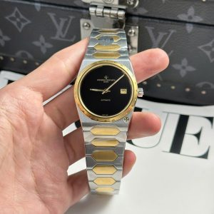 Vacheron Constantin Replica 11 Historiques 222 Demi Vàng Mặt Đen Nhà Máy 8F 37mm (2)