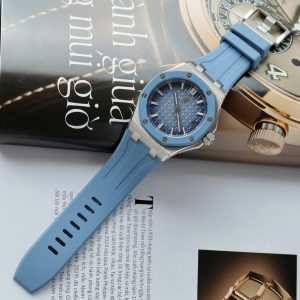 Audemars Piguet Replica Cao Cấp Royal Oak Offshore 15605SK Viền Cao Su Xanh 43mm (2)