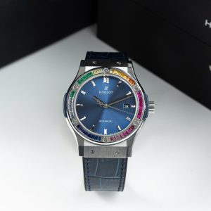 Đồng Hồ Hublot Classic Fusion Titanium Rainbow Độ Viền Đá Quý Nhân Tạo Chế Tác 42mm (8)
