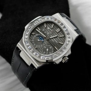 Đồng Hồ Patek Philippe Nautilus 5724G Rep 1 1 Đính Đá Mặt Xám Nhà Máy PPF 40mm (6)