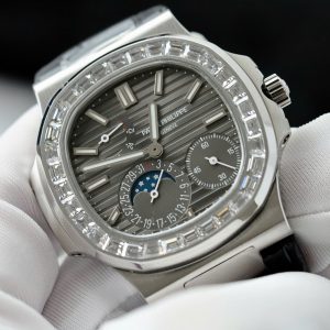 Đồng Hồ Patek Philippe Nautilus 5724G Rep 1 1 Đính Đá Mặt Xám Nhà Máy PPF 40mm (6)