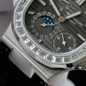 Đồng Hồ Patek Philippe Nautilus 5724G Rep 1 1 Đính Đá Mặt Xám Nhà Máy PPF 40mm (6)