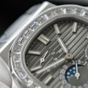 Đồng Hồ Patek Philippe Nautilus 5724G Rep 1 1 Đính Đá Mặt Xám Nhà Máy PPF 40mm (6)