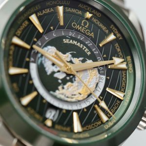 Omega Seamaster Replica Cao Cấp Aqua Terra Worldtimer Màu Xanh Lá 43mm (2)