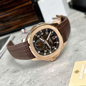 Patek Philippe Aquanaut 5164 Mặt Nâu Chế Tác Bọc Vàng Thật Dây Cao Su 40 (2)