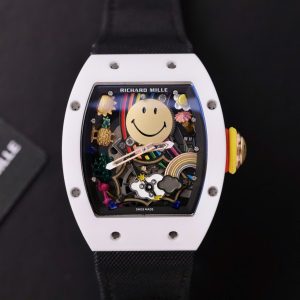 Richard Mille Replica Cao Cấp RM88 Smiley Vỏ Gốm Trắng Dây Vải Nato 42mm (3)
