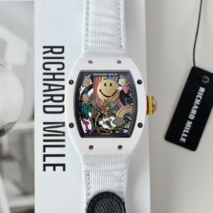 Richard Mille Replica Cao Cấp RM88 Smiley Vỏ Gốm Trắng Dây Vải Nato 42mm (3)