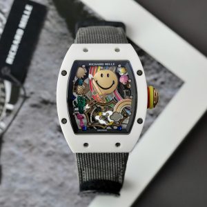 Richard Mille Replica Cao Cấp RM88 Smiley Vỏ Gốm Trắng Dây Vải Nato 42mm (3)