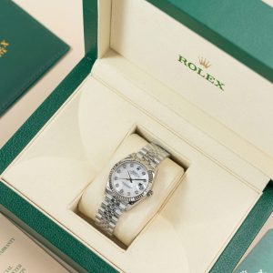 Rolex DateJust Lady Fake 11 Mặt Khảm Xà Cừ Dây Jubilee 31mm (2)