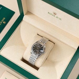 Rolex DateJust Lady Fake 11 Mặt Xám Cọc Số Đính Đá 31mm (2)